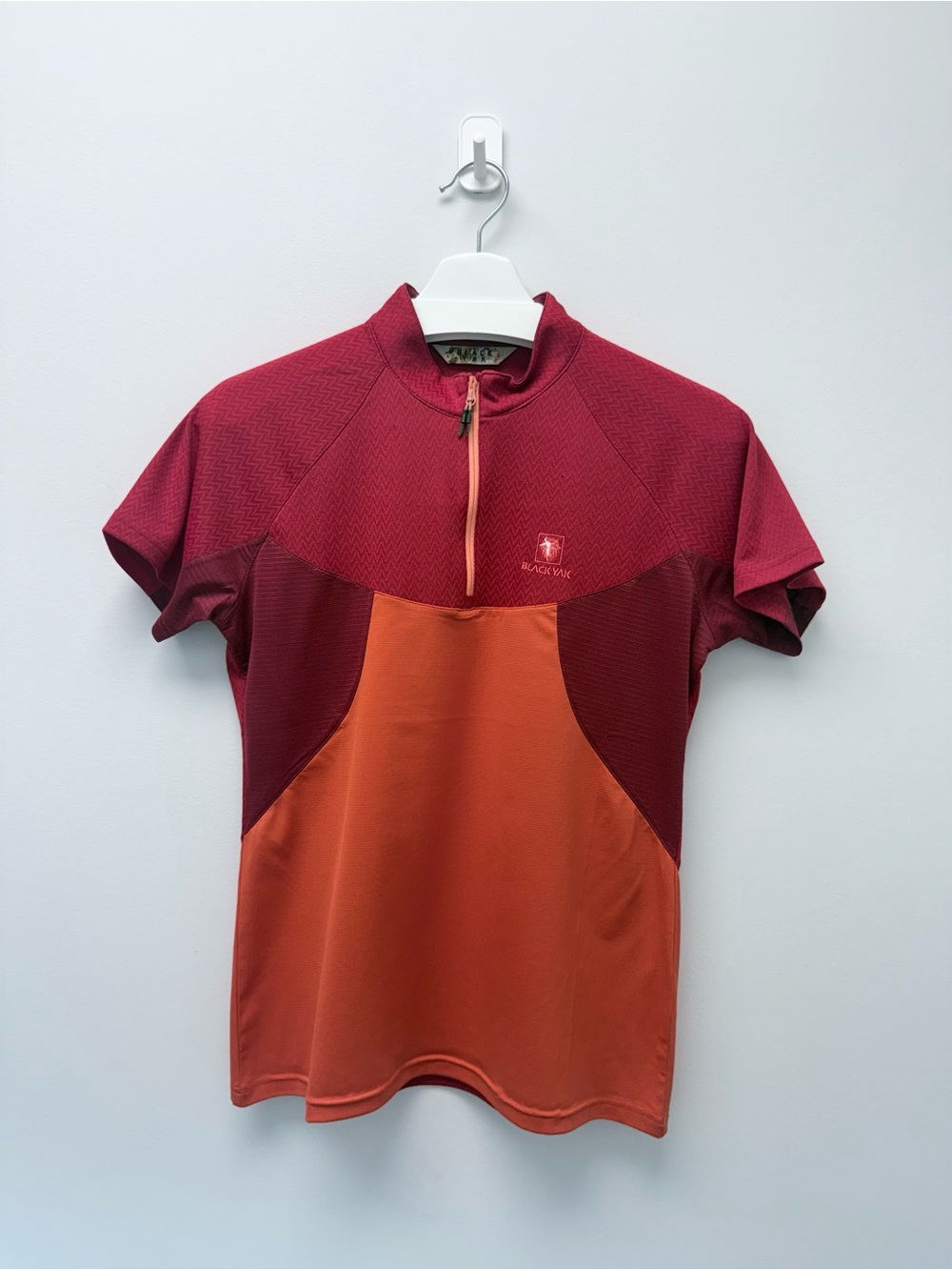 Women’s Blackyak Hiking Outdoor Short Sleeve Top - Burgundy & Orange, size M